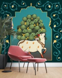 Pichwai Wallpaper Dealer Mumbai Pichwai Wallpaper for Mandir and Pooja Room by Mural Art